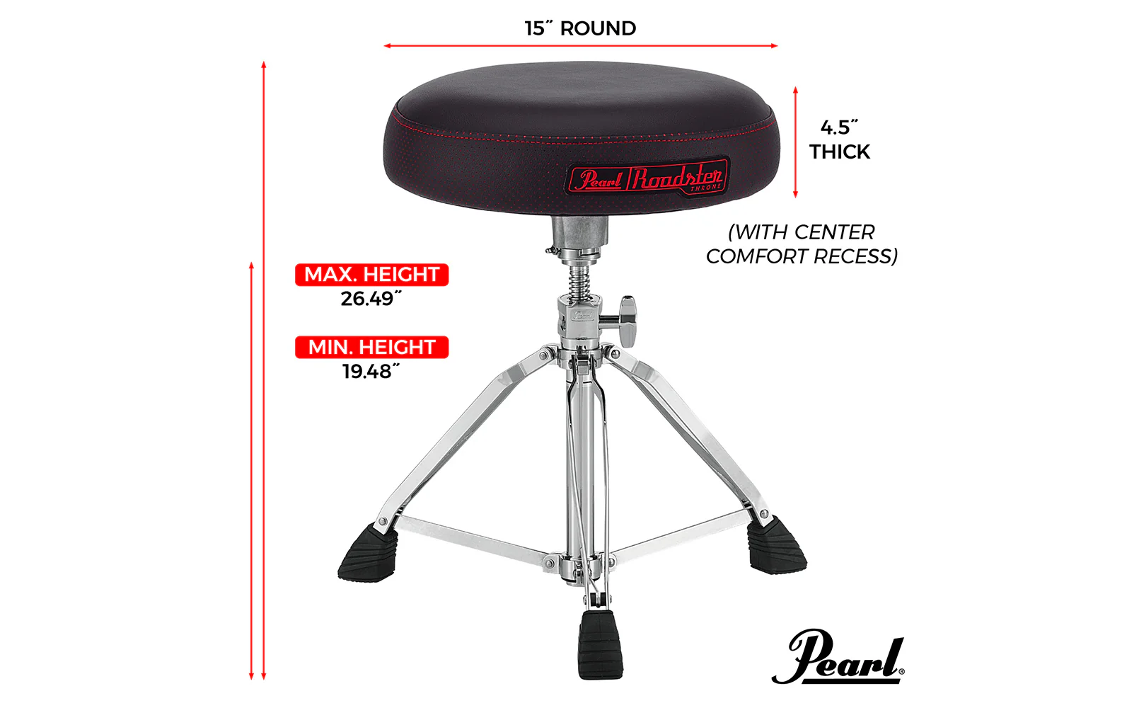 Pearl Roadster Drummer's Throne with Round seat - Image 4