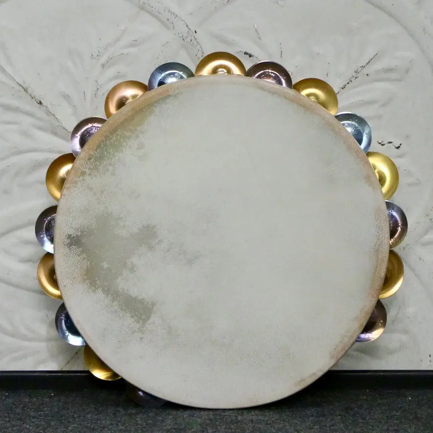 Ron Vaughn 10" Calfskin Tambourine, 10" diam - Image 2