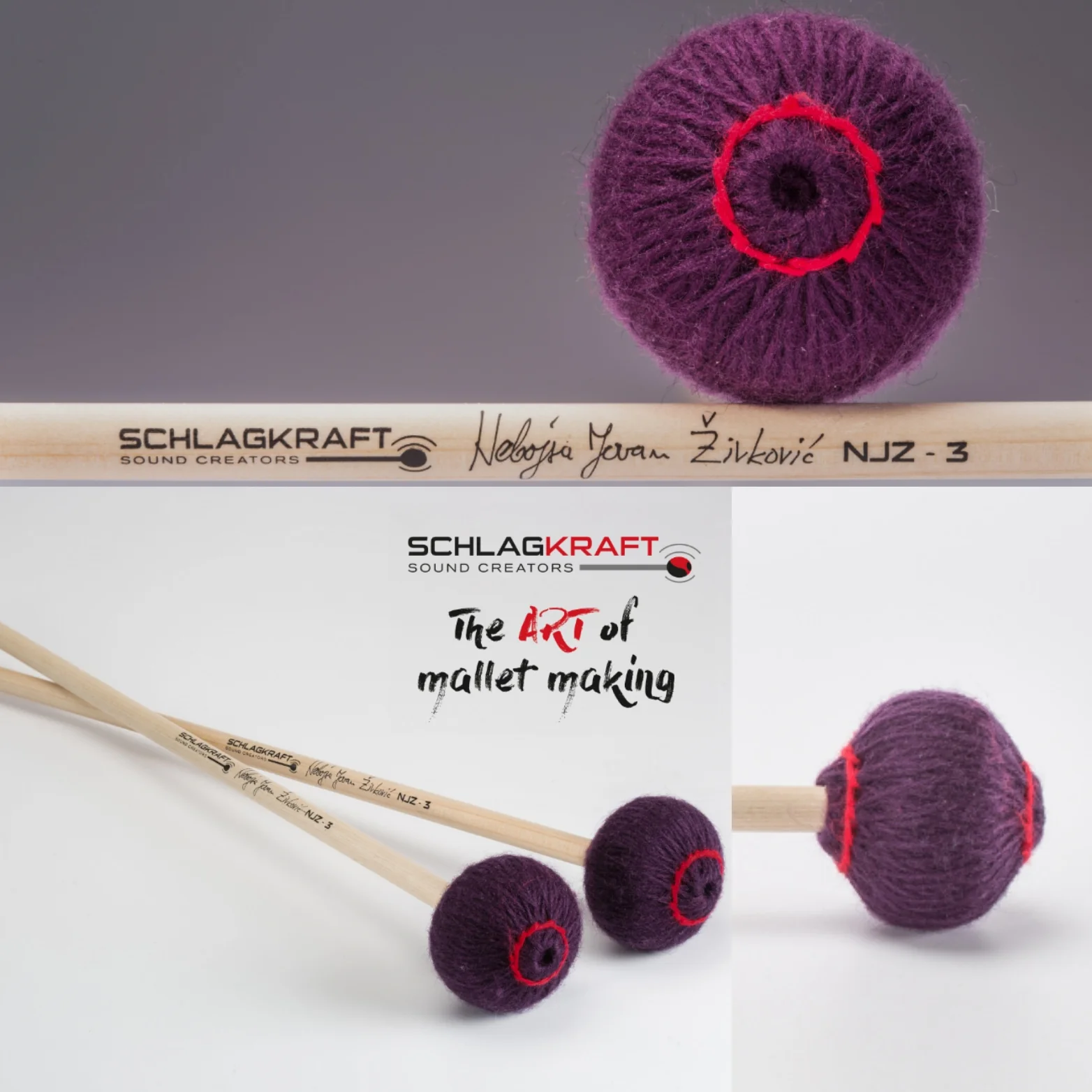 SchlagKraft Zivkovic NJZ-3 Marimba Mallets - medium-soft, cedar - Image 4