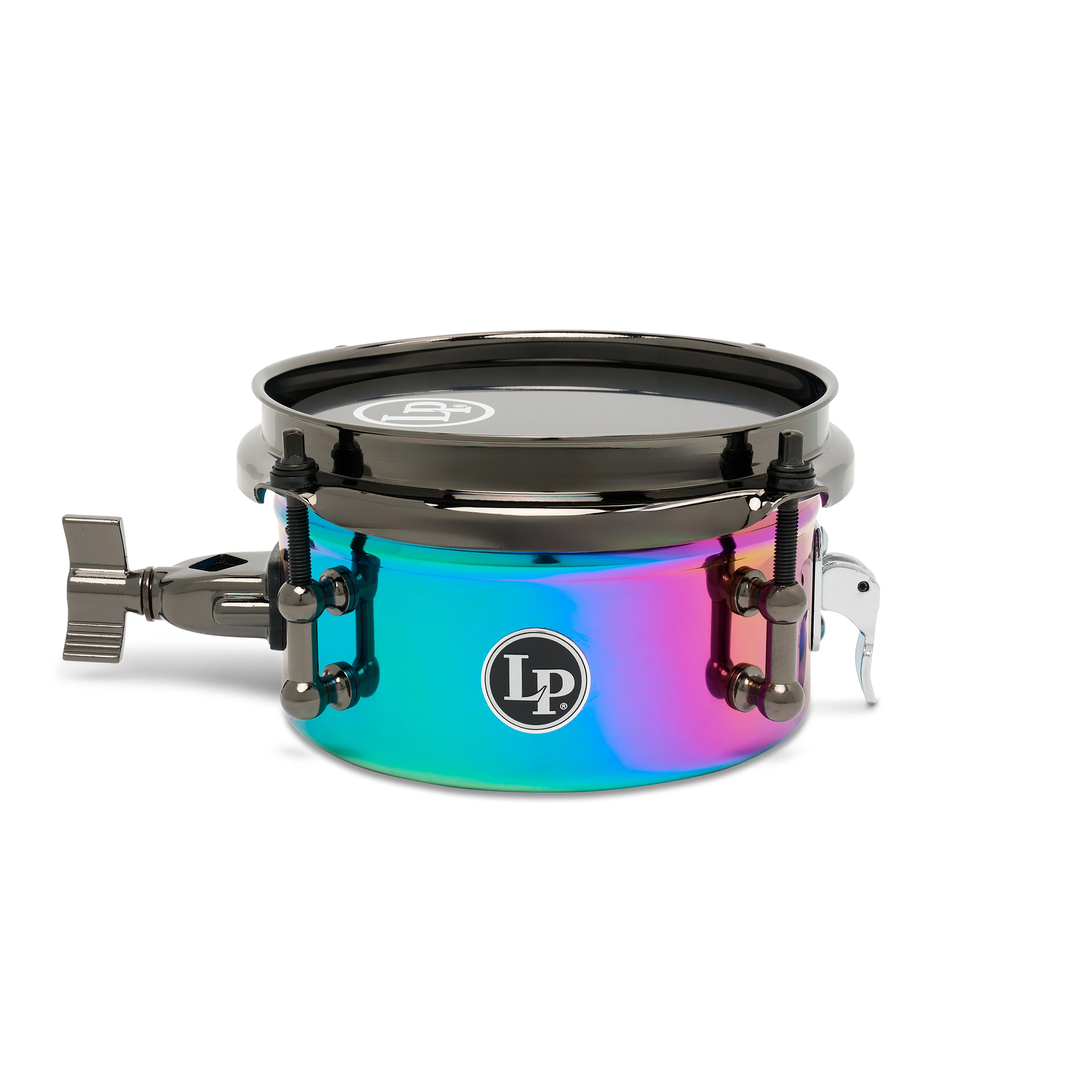 LP Tony Succar Micro Snare, Rainbow w/ Black Nickel HW, 6inch - Image 2