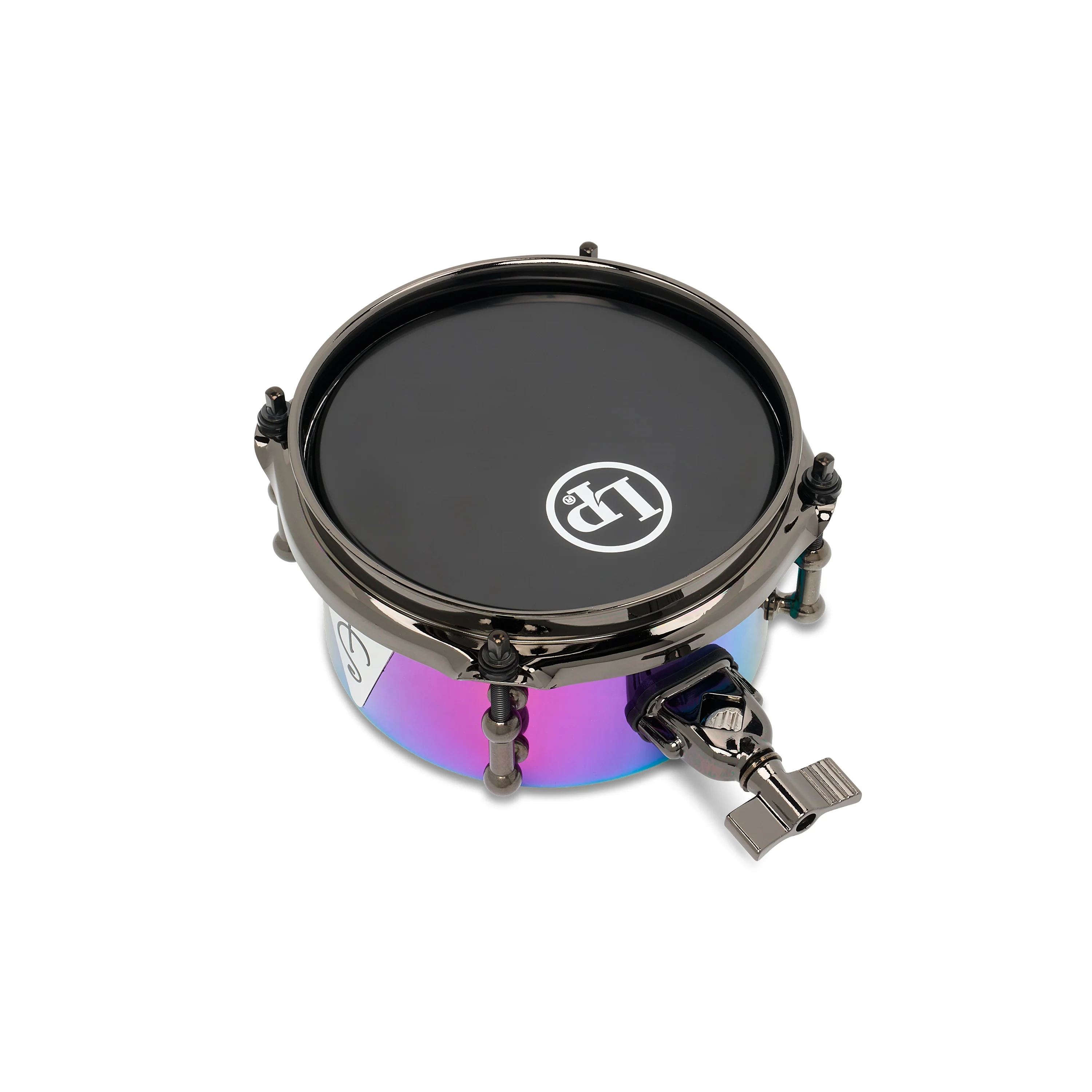 LP Tony Succar Micro Snare, Rainbow w/ Black Nickel HW, 6inch - Image 4