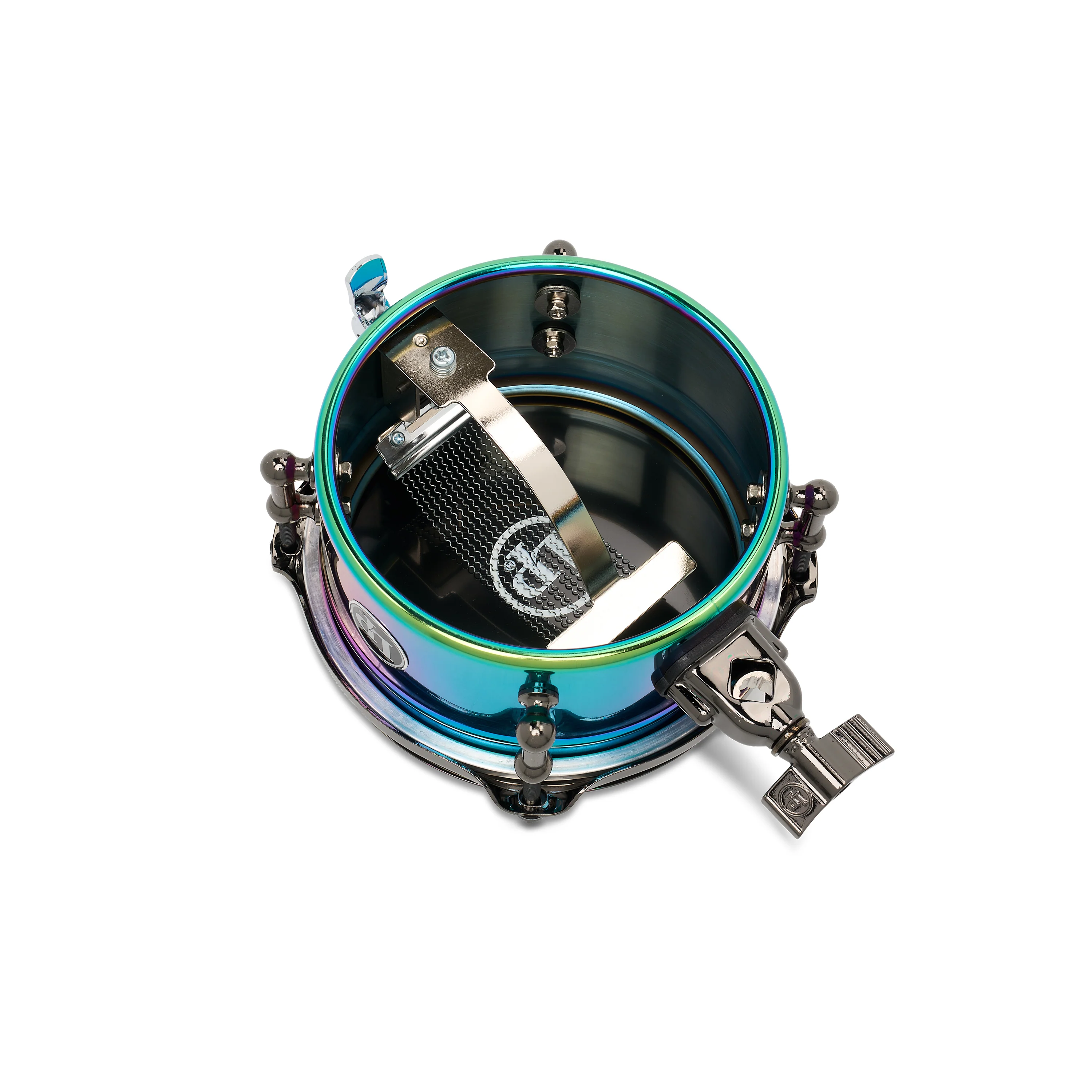 LP Tony Succar Micro Snare, Rainbow w/ Black Nickel HW, 6inch - Image 6