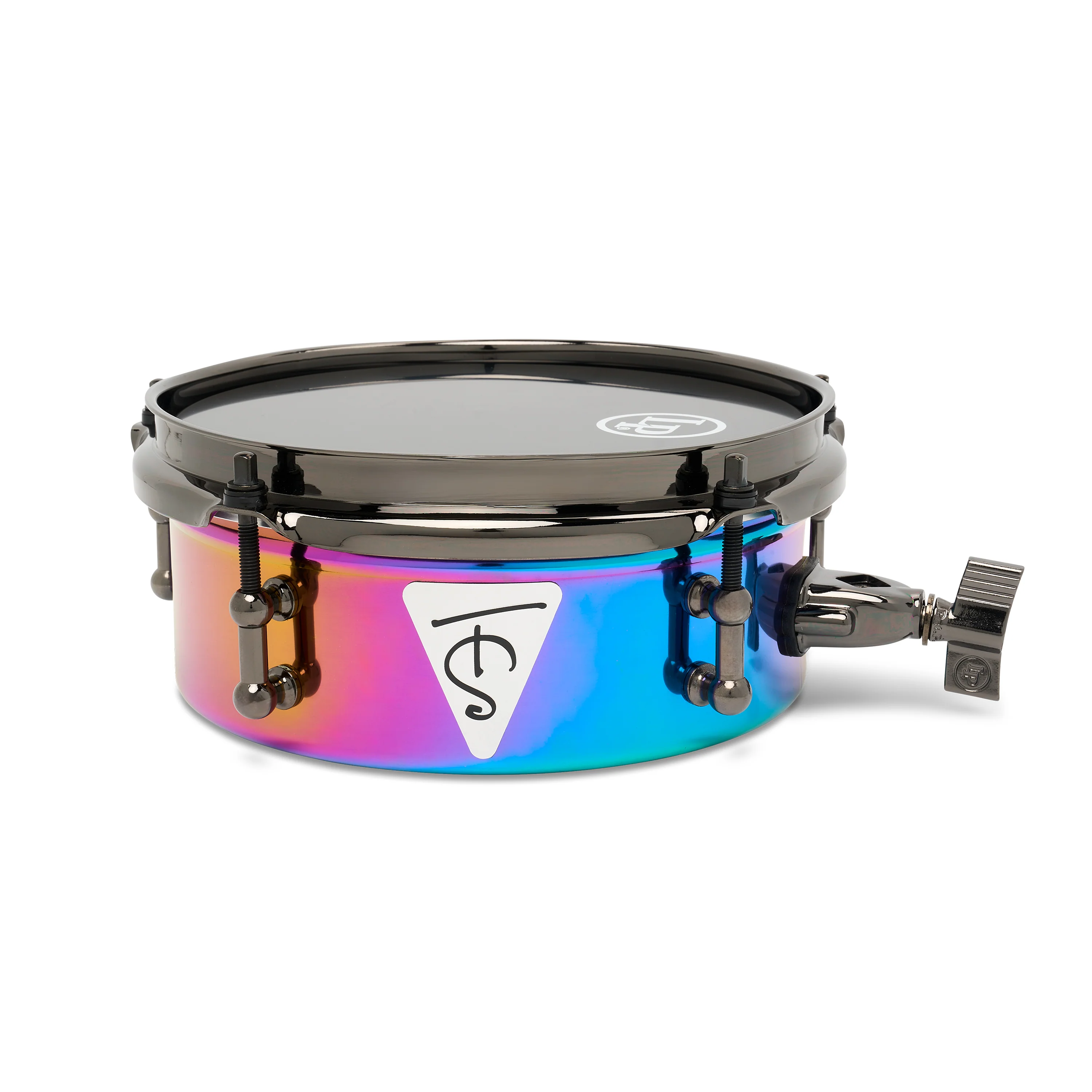 LP Tony Succar Micro Snare, Rainbow w/ Black Nickel HW, 8in