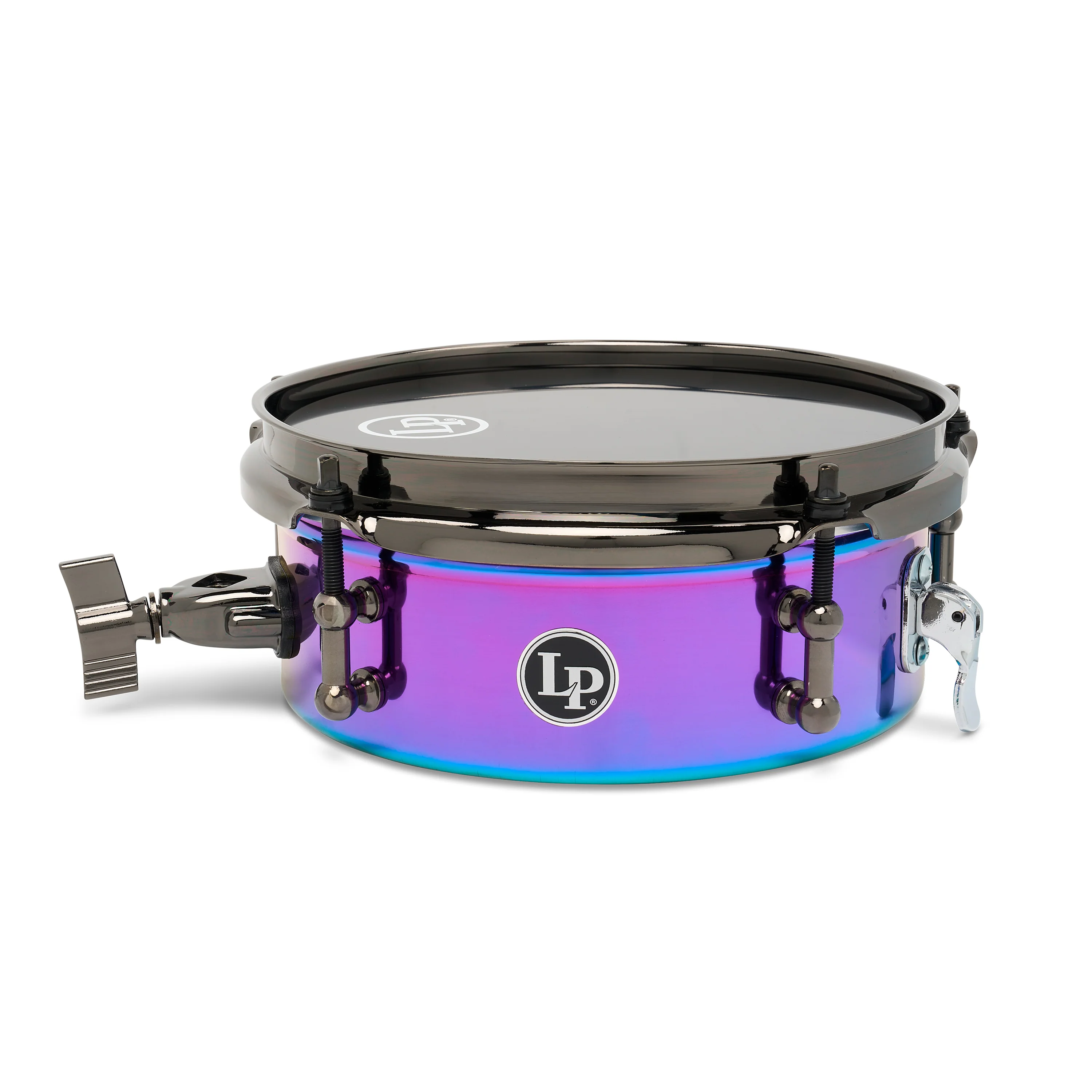 LP Tony Succar Micro Snare, Rainbow w/ Black Nickel HW, 8in - Image 2