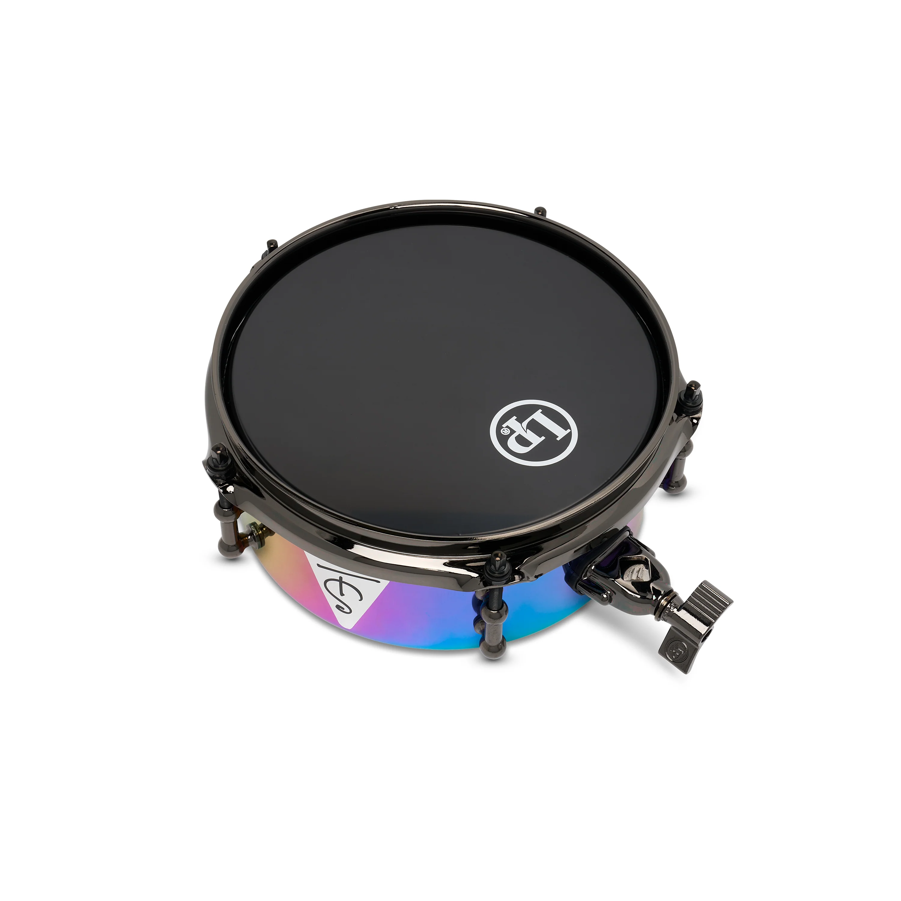 LP Tony Succar Micro Snare, Rainbow w/ Black Nickel HW, 8in - Image 4