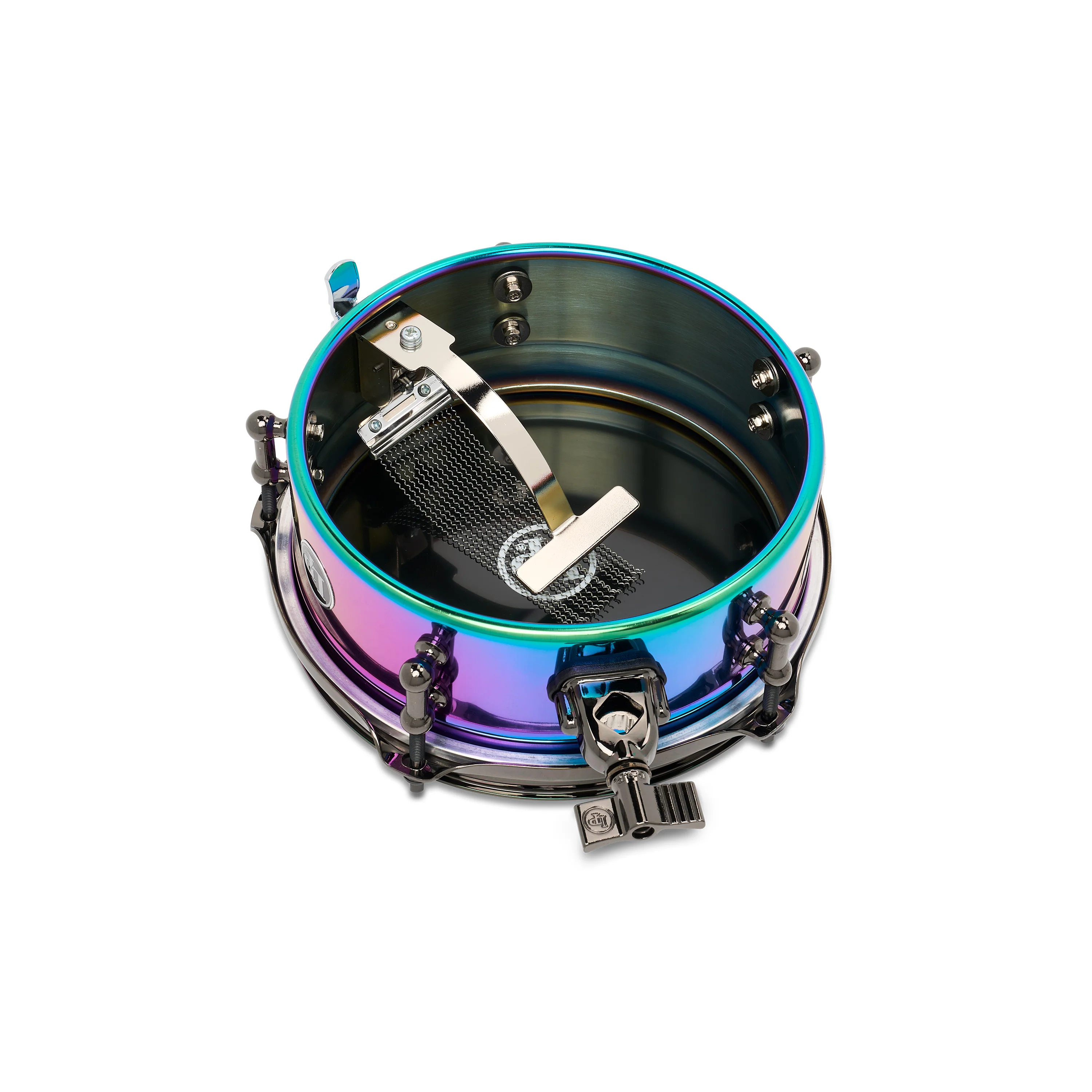 LP Tony Succar Micro Snare, Rainbow w/ Black Nickel HW, 8in - Image 6