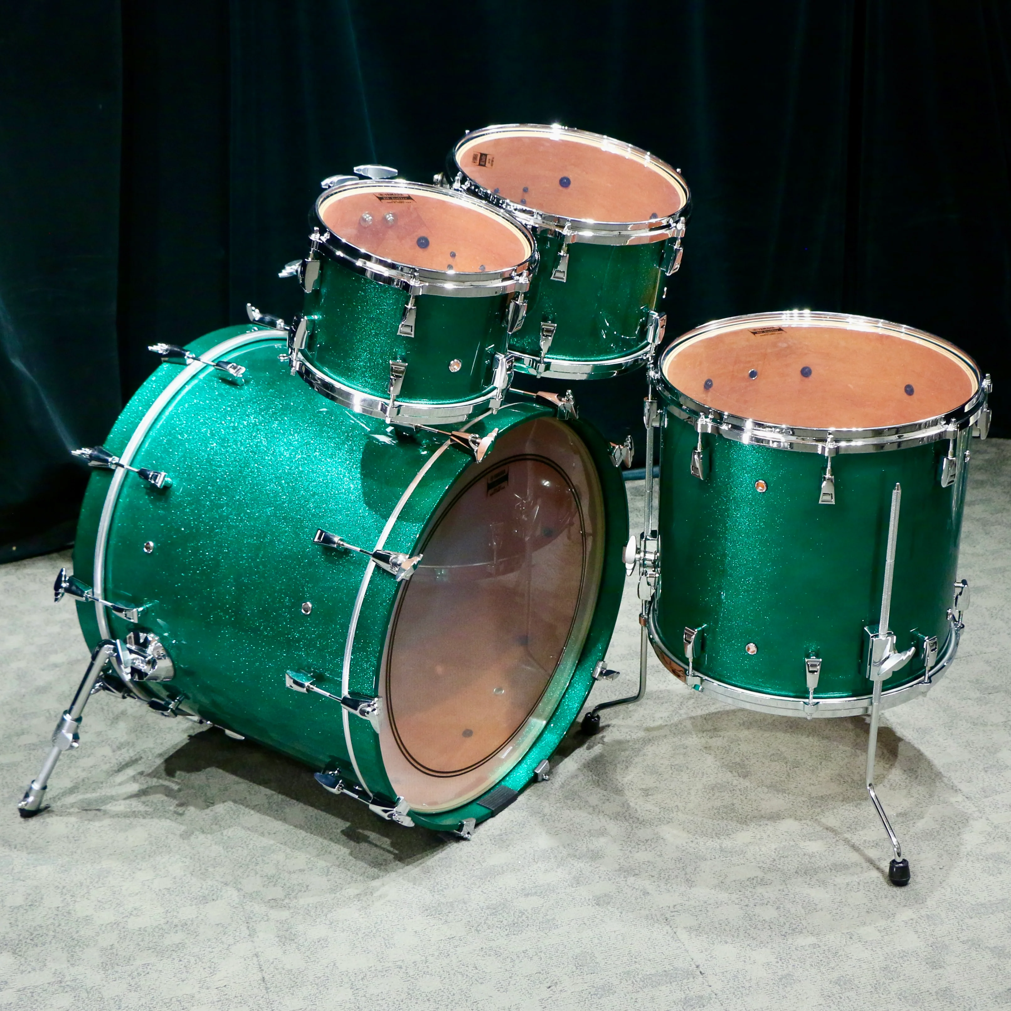 Yamaha Absolute Maple Hybrid Drum Kit 22-10-12-16in - Jade Green Sparkle - Image 3