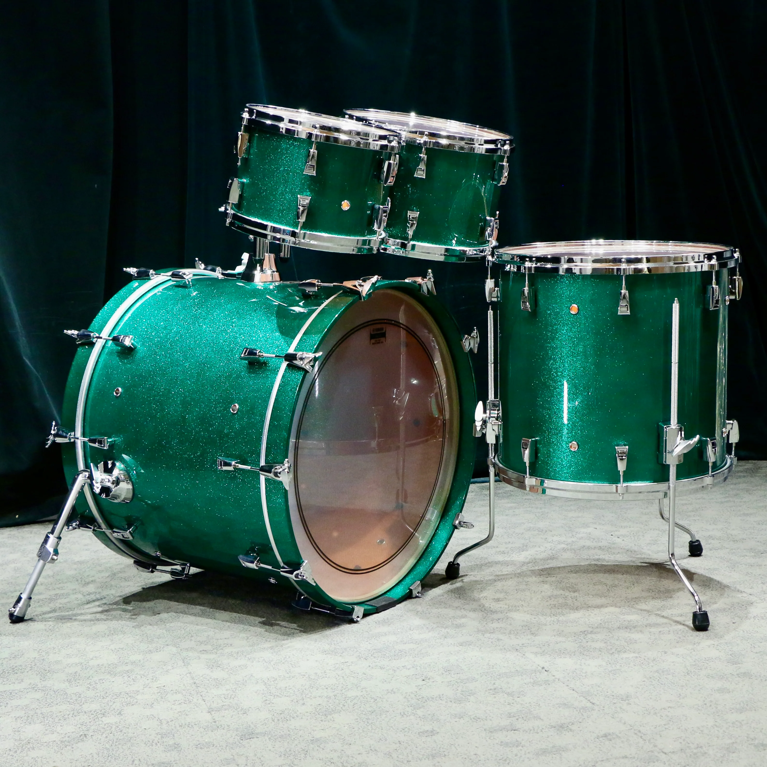 Yamaha Absolute Maple Hybrid Drum Kit 22-10-12-16in - Jade Green Sparkle - Image 4