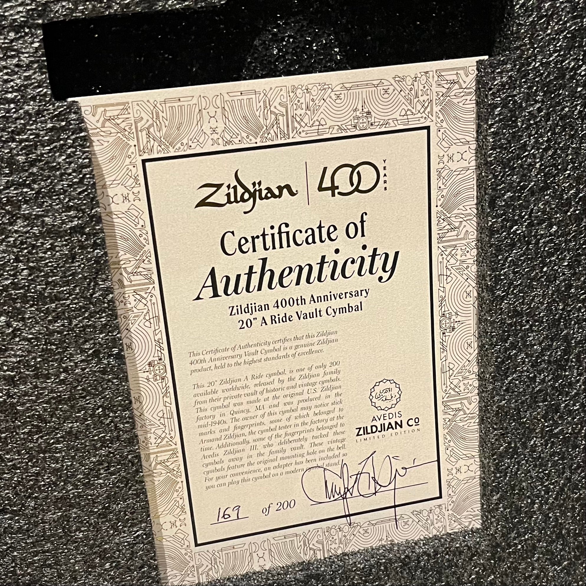 Zildjian Limited Edition 400th Anniversary Vault Ride 20in #169 - Image 4